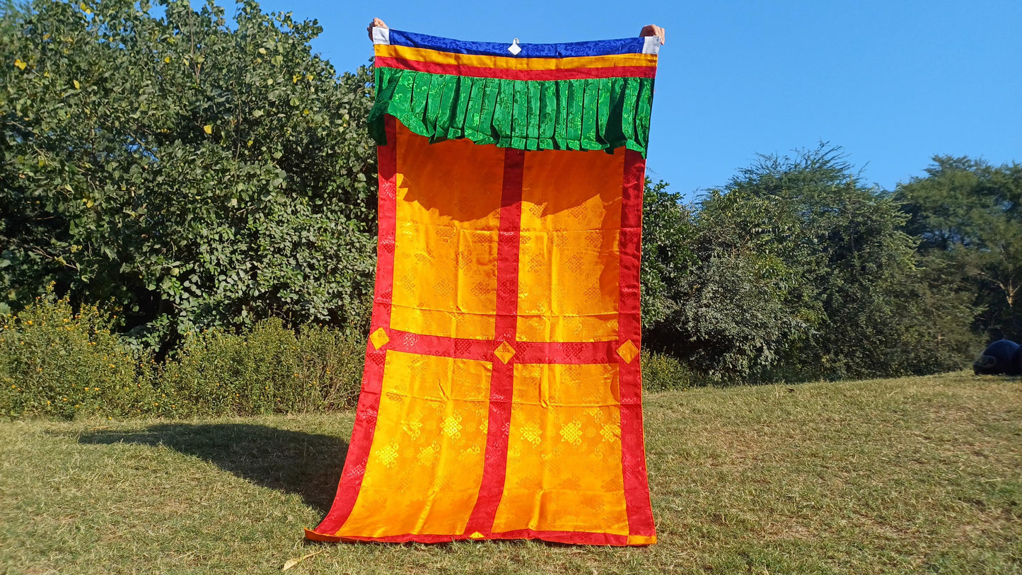 Traditional Tibetan Brocade Silk Border Buddhist Door Curtain,Tibetan Door Curtain,Buddhist Altar Room Door Hanging,Himalayan Home Decore