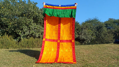Traditional Tibetan Brocade Silk Border Buddhist Door Curtain,Tibetan Door Curtain,Buddhist Altar Room Door Hanging,Himalayan Home Decore