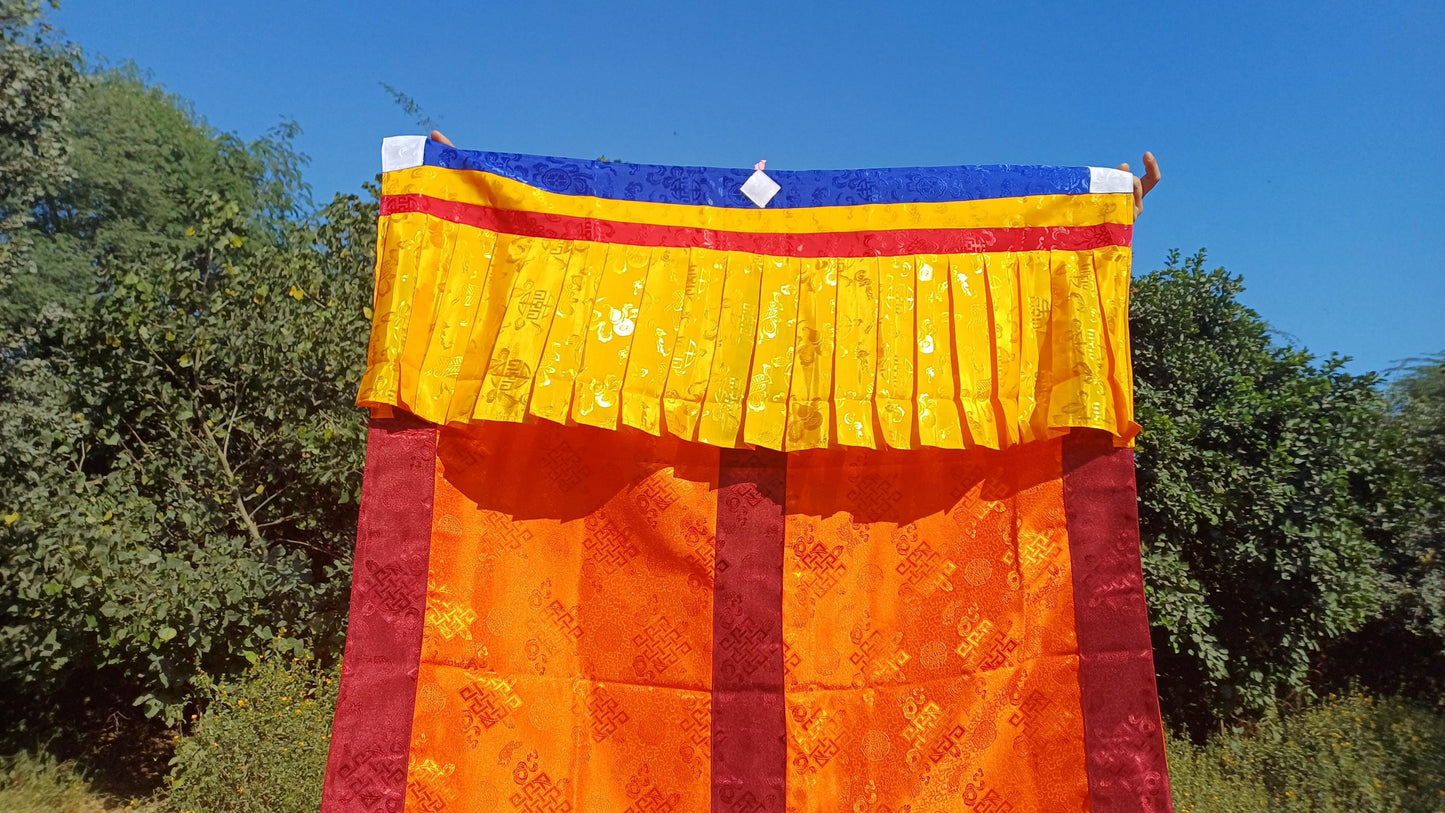 Traditional Tibetan Brocade Silk Border Buddhist Door Curtain,Tibetan Door Curtain,Buddhist Altar Room Door Hanging,Himalayan Home Decore