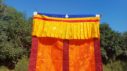 Traditional Tibetan Brocade Silk Border Buddhist Door Curtain,Tibetan Door Curtain,Buddhist Altar Room Door Hanging,Himalayan Home Decore