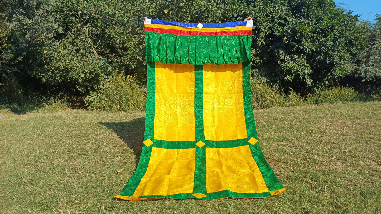 Traditional Tibetan Brocade Silk Border Buddhist Door Curtain,Tibetan Door Curtain,Buddhist Altar Room Door Hanging,Himalayan Home Decore