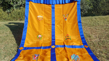 Traditional Handmade Tibetan 8 Auspicious Symbol Embroidered Tibetan Door Curtain,Buddhist 8 Lucky Signs Symbol Altar Room Door Hanging