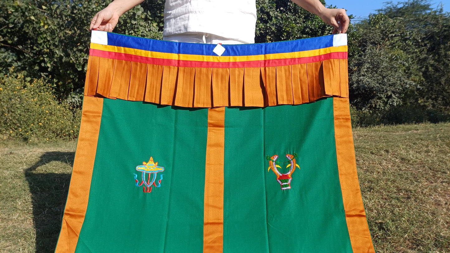 Traditional Handmade Tibetan 8 Auspicious Symbol Embroidered Tibetan Door Curtain,Buddhist 8 Lucky Signs Symbol Altar Room Door Hanging