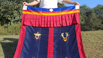 Traditional Handmade Tibetan 8 Auspicious Symbol Embroidered Tibetan Door Curtain,Buddhist 8 Lucky Signs Symbol Altar Room Door Hanging