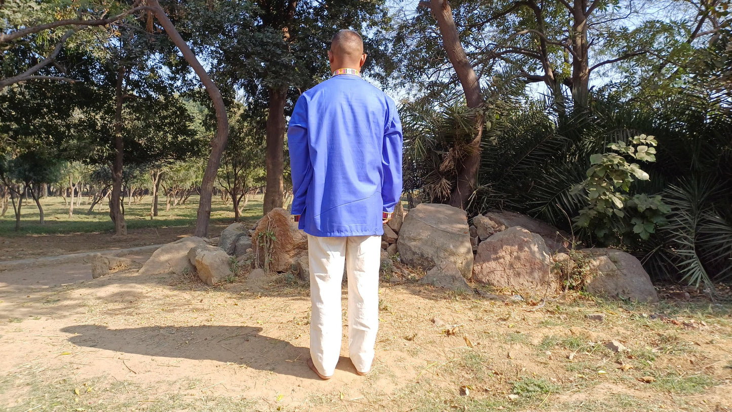 Traditional Tibetan Brocade Design Cotton Buddhist Yogi Shirt,Tibetan Meditation Shirt,Ethnic Tibetan  Long Sleeve Buddhist Prayer Cloth