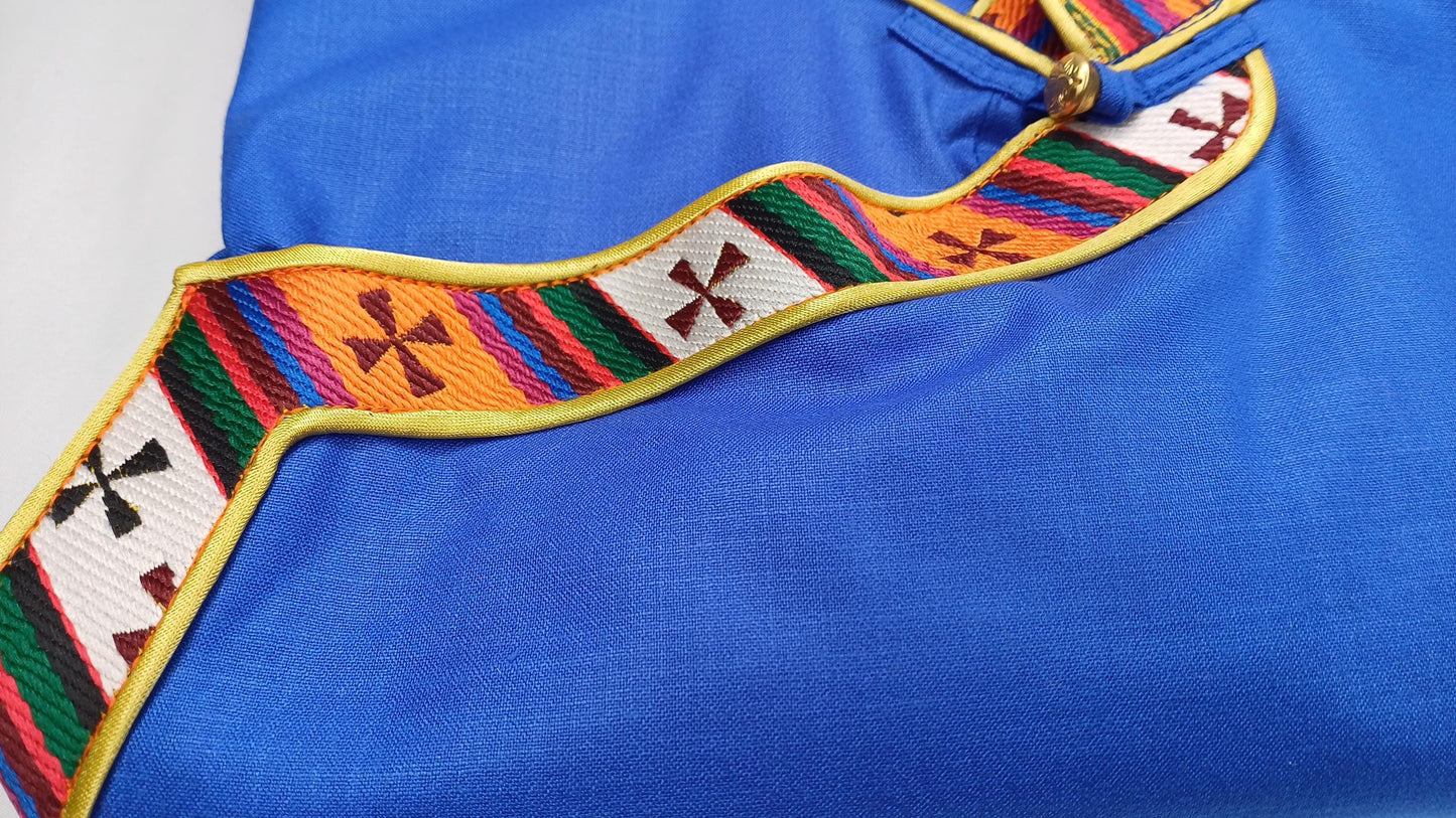 Traditional Tibetan Brocade Design Cotton Buddhist Yogi Shirt,Tibetan Meditation Shirt,Ethnic Tibetan  Long Sleeve Buddhist Prayer Cloth