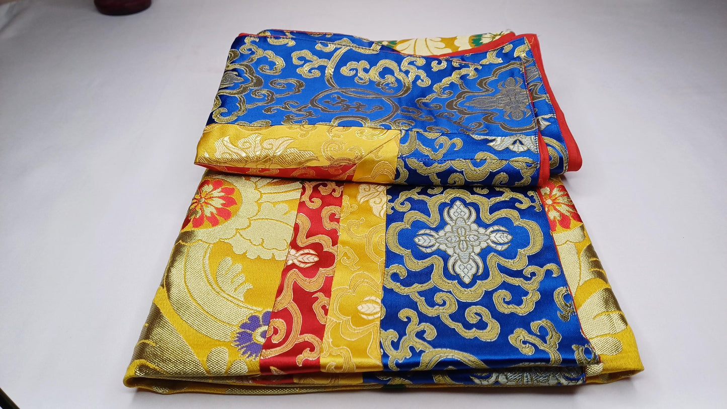 Handmade Multi-Color Tibetan Buddhist Ashtamangala Budha Silk Brocade Tibetan Altar/Shrine Table Cloth,Zen Buddhist Tibetan Table Runner