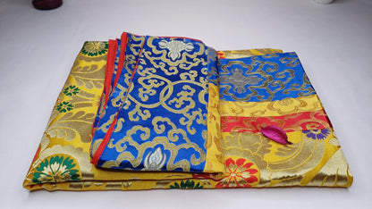 Handmade Multi-Color Tibetan Buddhist Ashtamangala Budha Silk Brocade Tibetan Altar/Shrine Table Cloth,Zen Buddhist Tibetan Table Runner