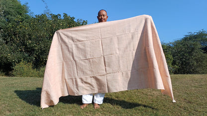 Large Traditional Handspun And Handwoven Pink Raw Eri Silk Meditation Shawl,Oversize Peace Silk Shawl,Ethical Silk Prayer Meditation Blanket