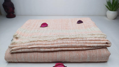 Large Traditional Handspun And Handwoven Pink Raw Eri Silk Meditation Shawl,Oversize Peace Silk Shawl,Ethical Silk Prayer Meditation Blanket