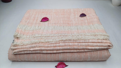 Large Traditional Handspun And Handwoven Pink Raw Eri Silk Meditation Shawl,Oversize Peace Silk Shawl,Ethical Silk Prayer Meditation Blanket