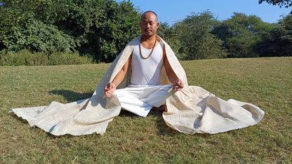 SHAMAN X-Large Handspun/Handwoven Non-Violent Pure Raw Eri Silk Meditation Shawl,Peace Silk Scarf,Ethical Silk Tantrik Buddhist Prayer Wrap
