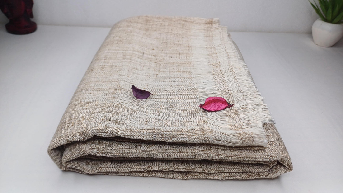 SHAMAN X-Large Handspun/Handwoven Non-Violent Pure Raw Eri Silk Meditation Shawl,Peace Silk Scarf,Ethical Silk Tantrik Buddhist Prayer Wrap