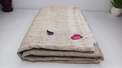 SHAMAN X-Large Handspun/Handwoven Non-Violent Pure Raw Eri Silk Meditation Shawl,Peace Silk Scarf,Ethical Silk Tantrik Buddhist Prayer Wrap