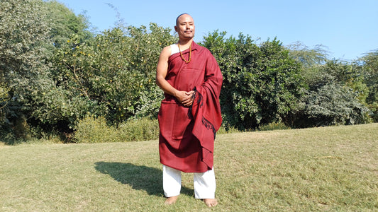 MAHAKAAL X-Large Handwoven Stripe Design Burgundy Red Buddhist Pure Himalayan SheepW ool Meditation Shawl/Wrap/Zen,Himalayan Prayer Blanket