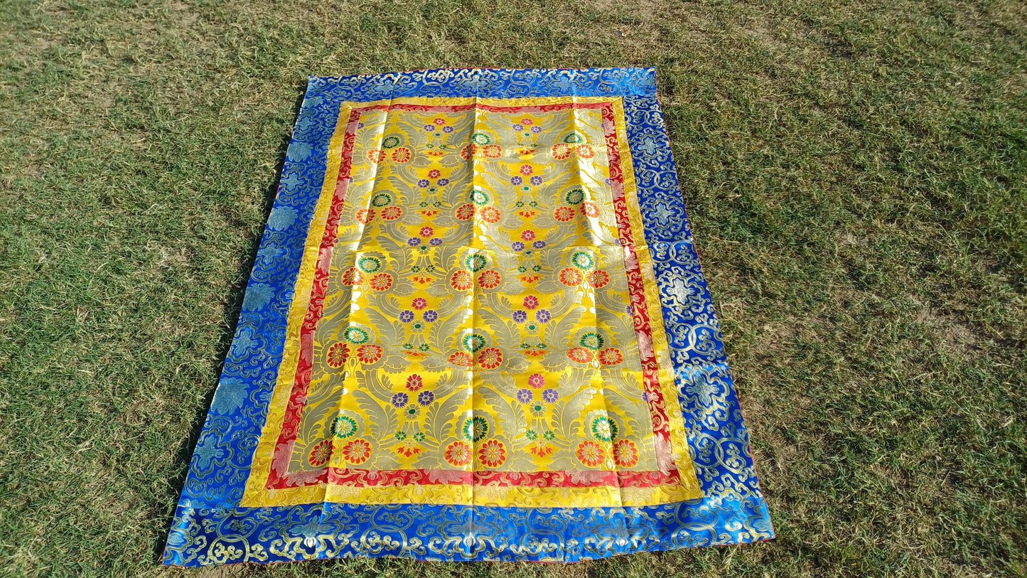 Handmade Multi-Color Tibetan Buddhist Ashtamangala Budha Silk Brocade Tibetan Altar/Shrine Table Cloth,Zen Buddhist Tibetan Table Runner