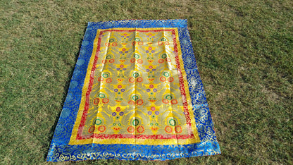 Handmade Multi-Color Tibetan Buddhist Ashtamangala Budha Silk Brocade Tibetan Altar/Shrine Table Cloth,Zen Buddhist Tibetan Table Runner