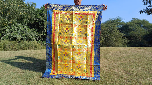Handmade Multi-Color Tibetan Buddhist Ashtamangala Budha Silk Brocade Tibetan Altar/Shrine Table Cloth,Zen Buddhist Tibetan Table Runner