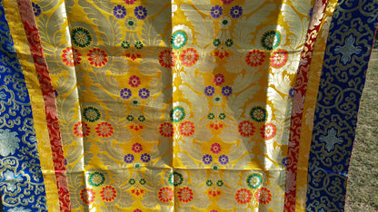 Handmade Multi-Color Tibetan Buddhist Ashtamangala Budha Silk Brocade Tibetan Altar/Shrine Table Cloth,Zen Buddhist Tibetan Table Runner