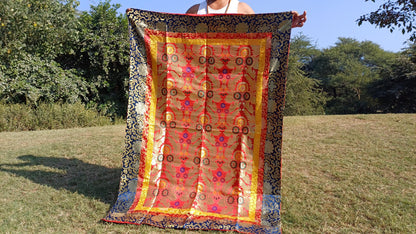 Handmade Multi-Color Tibetan Buddhist Ashtamangala Budha Silk Brocade Tibetan Altar/Shrine Table Cloth,Zen Buddhist Tibetan Table Runner