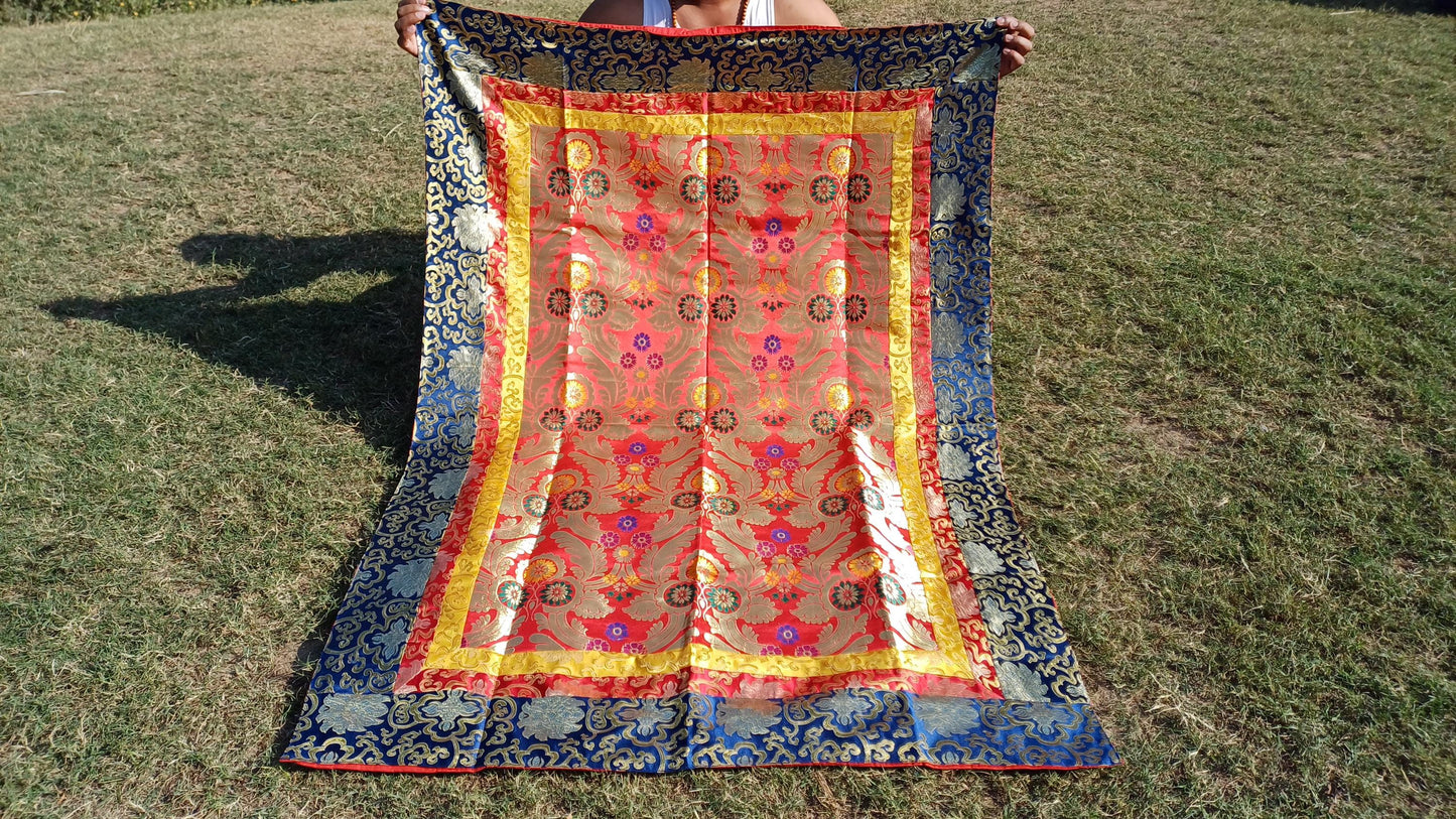 Handmade Multi-Color Tibetan Buddhist Ashtamangala Budha Silk Brocade Tibetan Altar/Shrine Table Cloth,Zen Buddhist Tibetan Table Runner