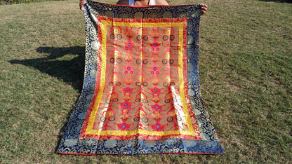 Handmade Multi-Color Tibetan Buddhist Ashtamangala Budha Silk Brocade Tibetan Altar/Shrine Table Cloth,Zen Buddhist Tibetan Table Runner