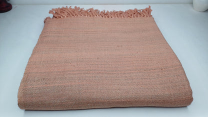 EVEREST Large Thick Soft Peach Color Handwoven Pure Himalayan Yak Wool Meditation Blanket,Tibetan Yak Wool Wrap,Himalayan Wool Prayer Zen,