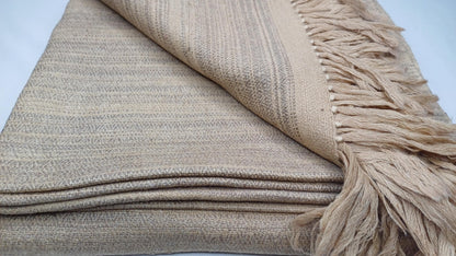 DHARMA Large Handspun Handwoven Khaki Color Pure Himalayan Yak Wool Blanket,Oversize Yak Meditation Shawl,Ethnic Indian Yak Prayer Blanket