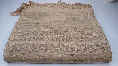 DHARMA Large Handspun Handwoven Khaki Color Pure Himalayan Yak Wool Blanket,Oversize Yak Meditation Shawl,Ethnic Indian Yak Prayer Blanket