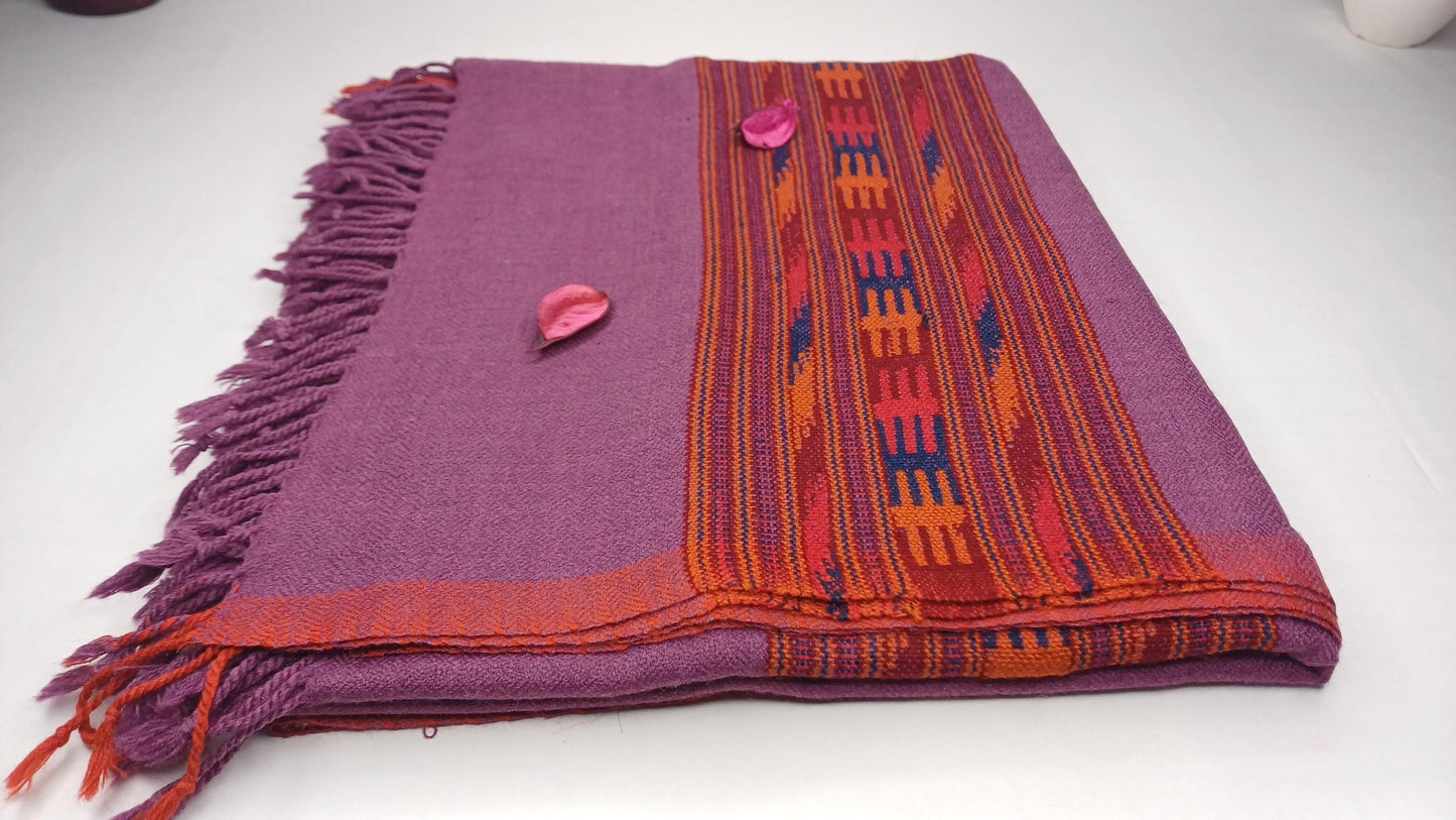 PARVATI Handwoven Purple Color Pure Himalayan Yak Wool Prayer Shawl,Yak Wool Meditation Wrap,Tibetan Yak Wool Blanket,Himalayan Yak Wrap/Zen