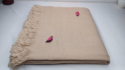 Large Thick Handwoven Beige Pure Pashmina Wool Meditation Shawl,Cashmere Pashima Prayer Blanket,Himalayan Cashmere Scarf, Pashmina Wool Wrap