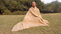 CHANDRA Large Thick Handspun/Handwoven Khaki Pure Himalayan Yak Wool Blanket,Oversize Yak Meditation Shawl,Ethnic Indian Yak Prayer Blanket