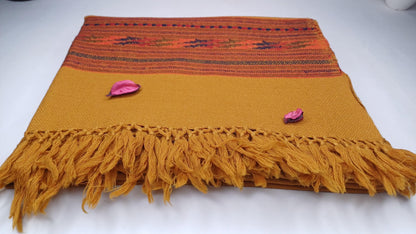 Handwoven Saffron Himalayan Sheep Wool Meditation Shawl,Ethnic Indian Prayer Wrap,Himalayan Wool Wrap, Handmade Indian Shawl,Kullu Shawl