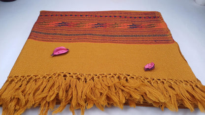 Handwoven Saffron Himalayan Sheep Wool Meditation Shawl,Ethnic Indian Prayer Wrap,Himalayan Wool Wrap, Handmade Indian Shawl,Kullu Shawl