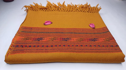 Handwoven Saffron Himalayan Sheep Wool Meditation Shawl,Ethnic Indian Prayer Wrap,Himalayan Wool Wrap, Handmade Indian Shawl,Kullu Shawl