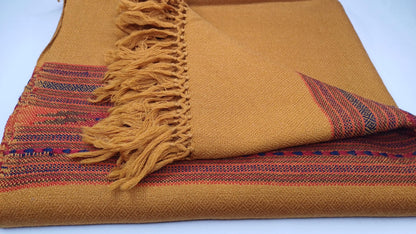 Handwoven Saffron Himalayan Sheep Wool Meditation Shawl,Ethnic Indian Prayer Wrap,Himalayan Wool Wrap, Handmade Indian Shawl,Kullu Shawl