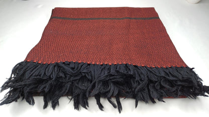Extra-Large Handwoven Stripe Design Burgundy Red Laymen Buddhist Pure Himalayan SheepWool Meditation Shawl/Wrap/Zen,Himalayan Prayer Blanket