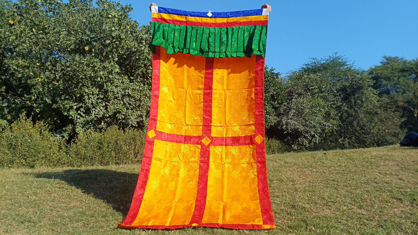Traditional Tibetan Brocade Silk Border Buddhist Door Curtain,Tibetan Door Curtain,Buddhist Altar Room Door Hanging,Himalayan Home Decore