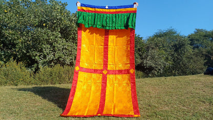 Traditional Tibetan Brocade Silk Border Buddhist Door Curtain,Tibetan Door Curtain,Buddhist Altar Room Door Hanging,Himalayan Home Decore