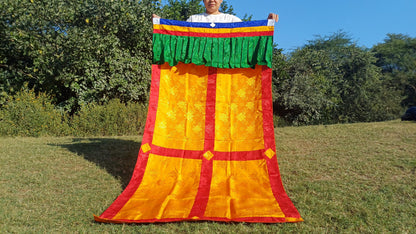 Traditional Tibetan Brocade Silk Border Buddhist Door Curtain,Tibetan Door Curtain,Buddhist Altar Room Door Hanging,Himalayan Home Decore