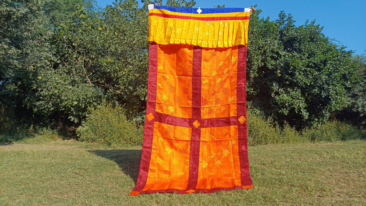 Traditional Tibetan Brocade Silk Border Buddhist Door Curtain,Tibetan Door Curtain,Buddhist Altar Room Door Hanging,Himalayan Home Decore