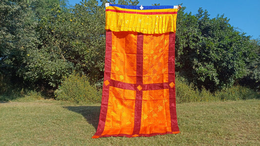 Traditional Tibetan Brocade Silk Border Buddhist Door Curtain,Tibetan Door Curtain,Buddhist Altar Room Door Hanging,Himalayan Home Decore