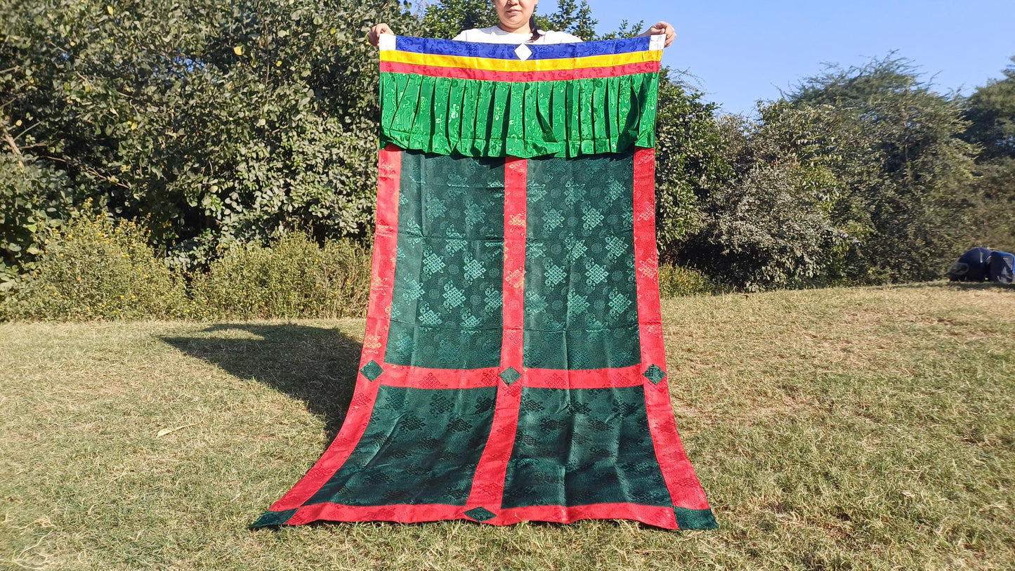 Traditional Tibetan Brocade Silk Border Buddhist Door Curtain,Tibetan Door Curtain,Buddhist Altar Room Door Hanging,Himalayan Home Decore