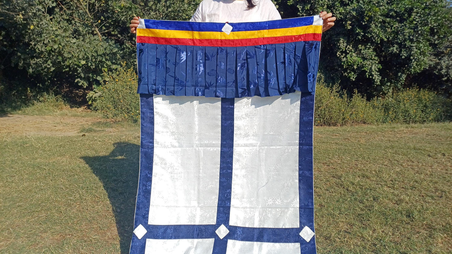 Traditional Tibetan Brocade Silk Border Buddhist Door Curtain,Tibetan Door Curtain,Buddhist Altar Room Door Hanging,Himalayan Home Decore