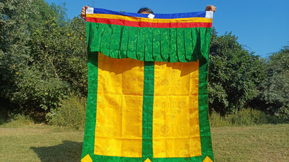 Traditional Tibetan Brocade Silk Border Buddhist Door Curtain,Tibetan Door Curtain,Buddhist Altar Room Door Hanging,Himalayan Home Decore