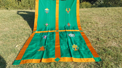 Traditional Handmade Tibetan 8 Auspicious Symbol Embroidered Tibetan Door Curtain,Buddhist 8 Lucky Signs Symbol Altar Room Door Hanging