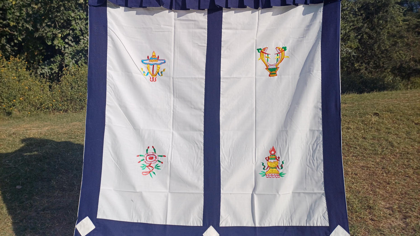 Traditional Handmade Tibetan 8 Auspicious Symbol Embroidered Tibetan Door Curtain,Buddhist 8 Lucky Signs Symbol Altar Room Door Hanging