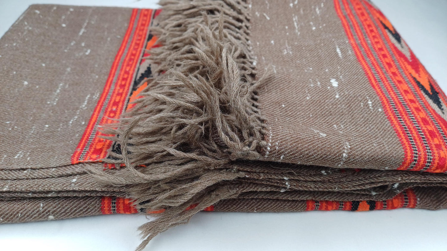 Handspun Handwoven Pure Himalayan Yak Wool Shawl,Oversized Yak Scarf,Ethnic Indian Yak Stole,Tibetan Yak Wool,Embroidered Himalayan Yak Wrap