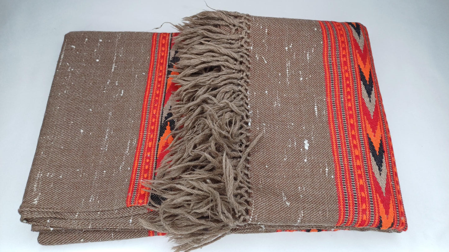 Handspun Handwoven Pure Himalayan Yak Wool Shawl,Oversized Yak Scarf,Ethnic Indian Yak Stole,Tibetan Yak Wool,Embroidered Himalayan Yak Wrap