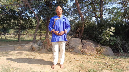 Traditional Tibetan Brocade Design Cotton Buddhist Yogi Shirt,Tibetan Meditation Shirt,Ethnic Tibetan  Long Sleeve Buddhist Prayer Cloth